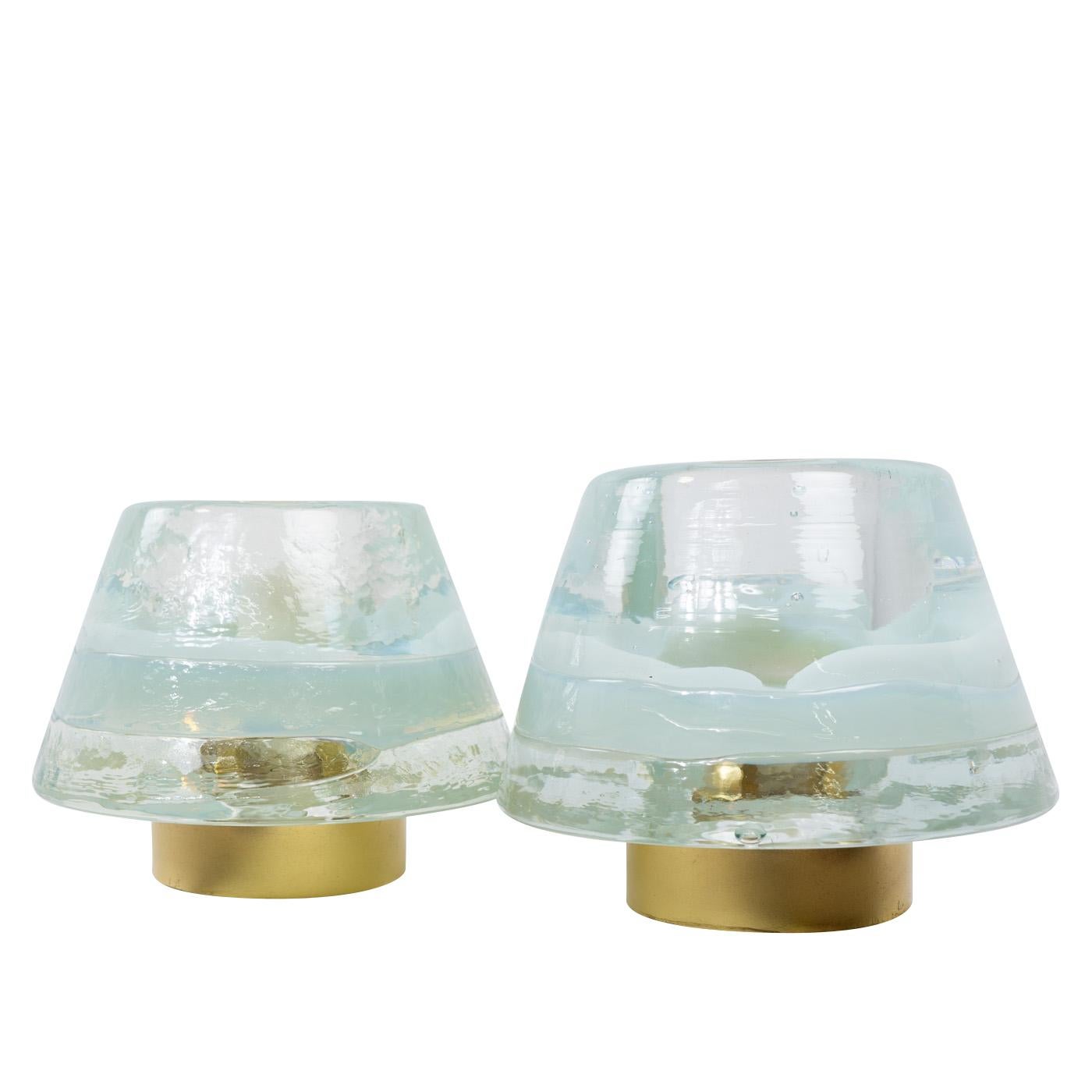 Mid-Century Modern Italian Design Leucos Glass Table Lamps, Set of two, 1970s