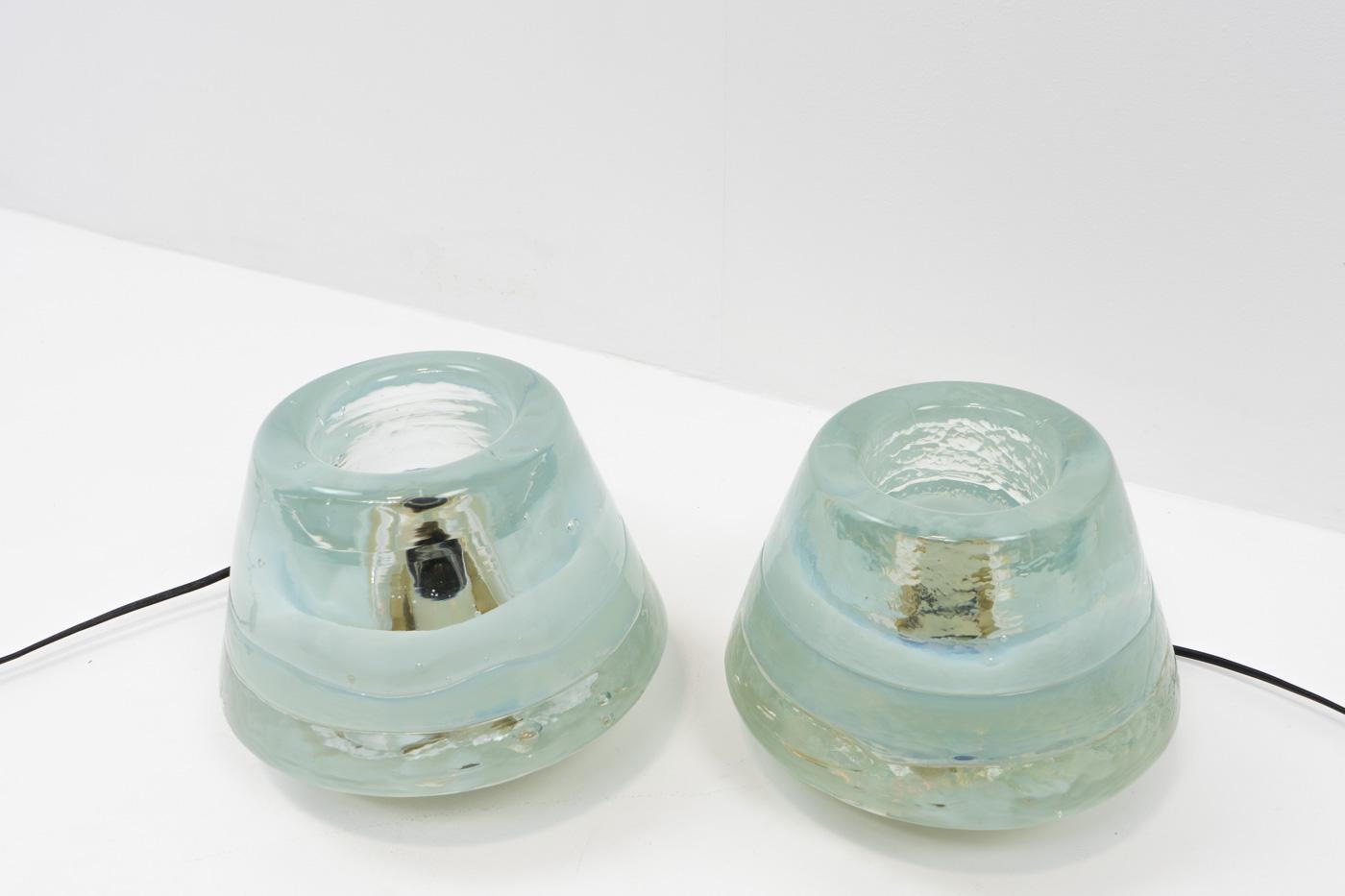 Late 20th Century Italian Design Leucos Glass Table Lamps, Set of two, 1970s