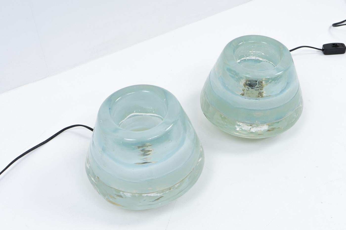 Metal Italian Design Leucos Glass Table Lamps, Set of two, 1970s