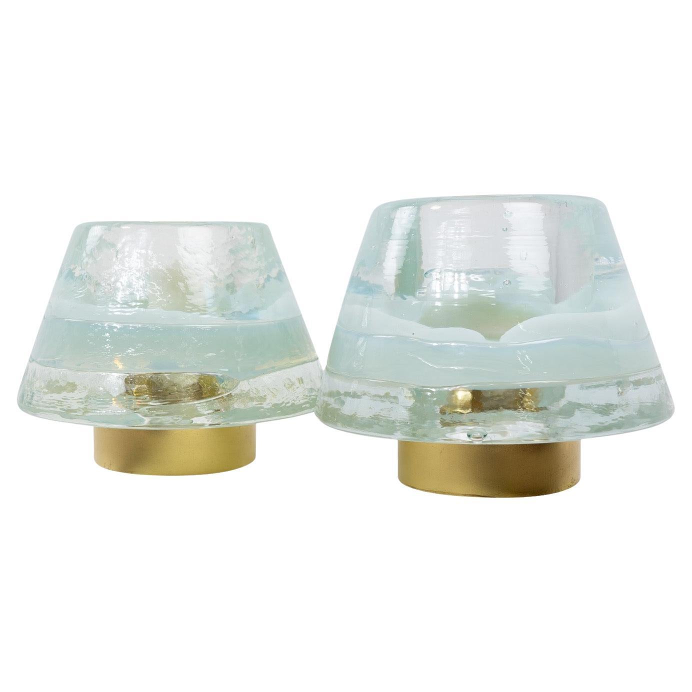 Italian Design Leucos Glass Table Lamps, Set of two, 1970s