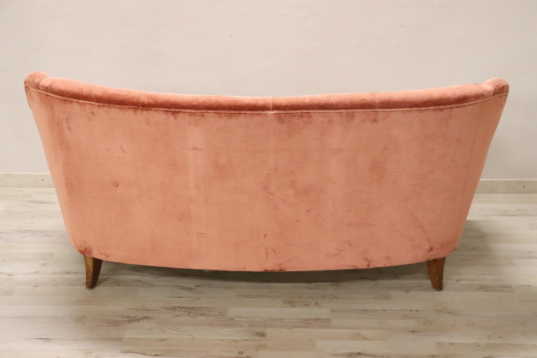 Italian Design Living Room Set or Salon Suite in Pink Velvet, 1970s 6