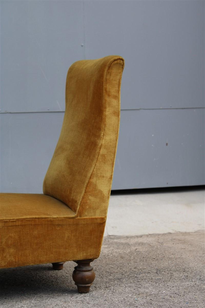 Italian Design Low Armchairs from 1950 Orange Wooden Feet Velvet for Bedroom In Good Condition In Palermo, Sicily