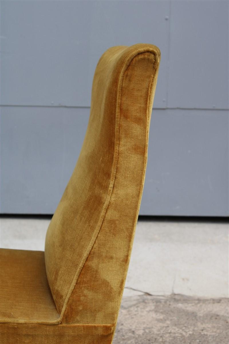 Mid-20th Century Italian Design Low Armchairs from 1950 Orange Wooden Feet Velvet for Bedroom
