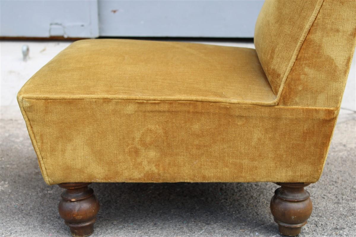 Italian Design Low Armchairs from 1950 Orange Wooden Feet Velvet for Bedroom 1