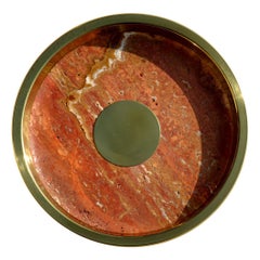Italian Design Marble Brass Plate, 1970s 