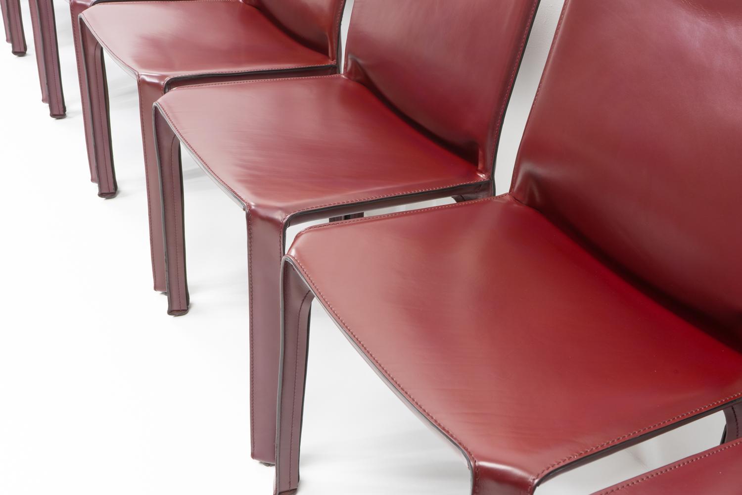 Italienisches Design Mario Bellini Cassina Cab 412, Bordeauxrot, 8er-Set im Angebot 4
