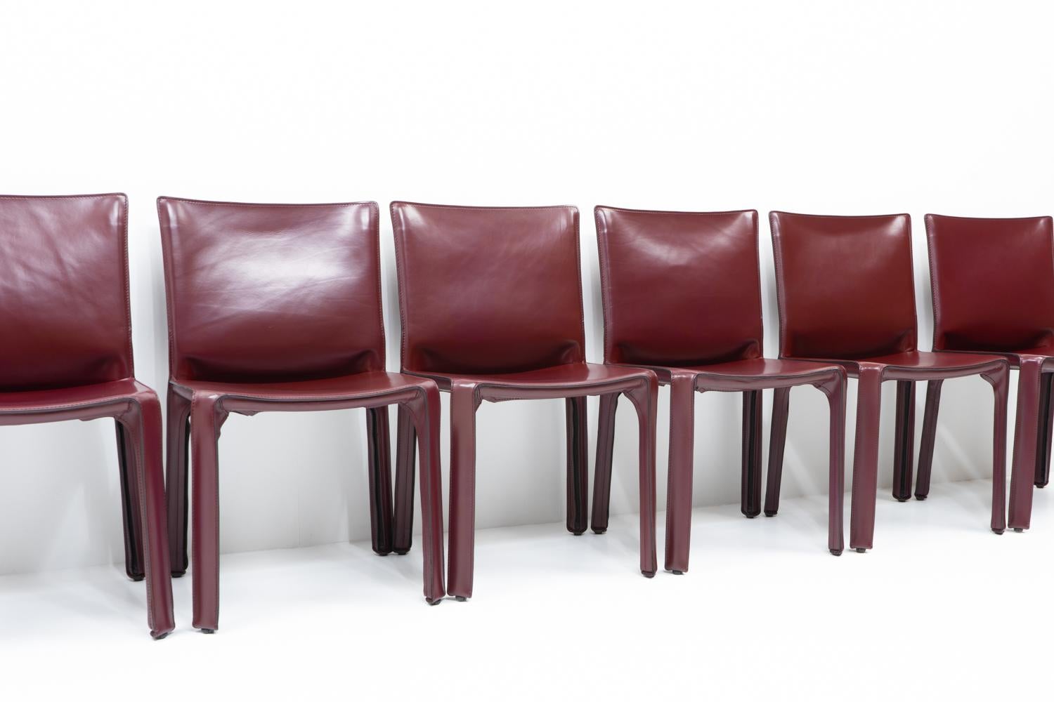 Italienisches Design Mario Bellini Cassina Cab 412, Bordeauxrot, 8er-Set (Ende des 20. Jahrhunderts) im Angebot