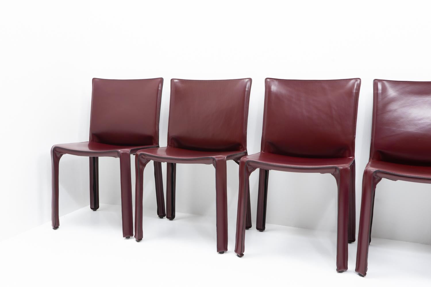 Italienisches Design Mario Bellini Cassina Cab 412, Bordeauxrot, 8er-Set im Angebot 1