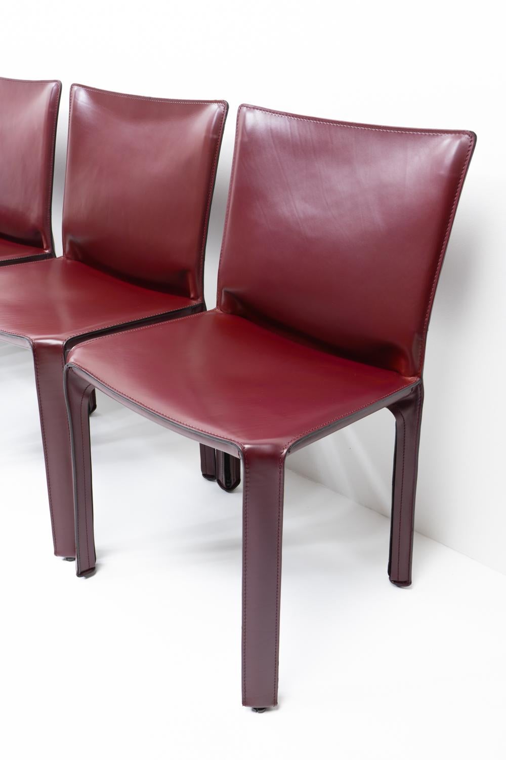 Italienisches Design Mario Bellini Cassina Cab 412, Bordeauxrot, 8er-Set im Angebot 2