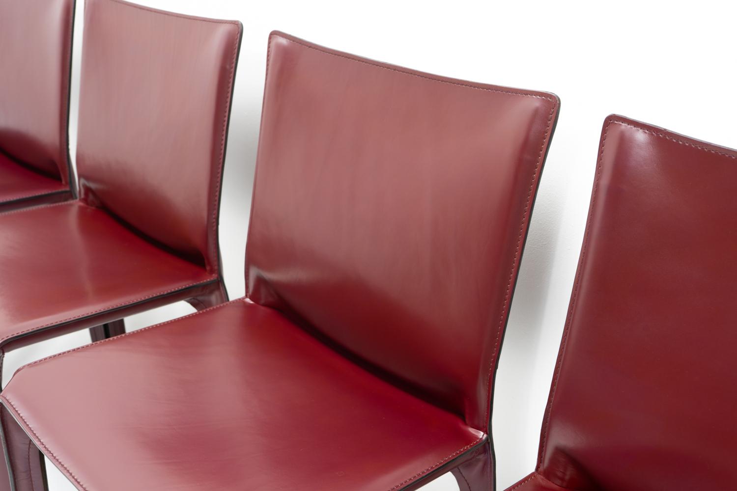 Italienisches Design Mario Bellini Cassina Cab 412, Bordeauxrot, 8er-Set im Angebot 3