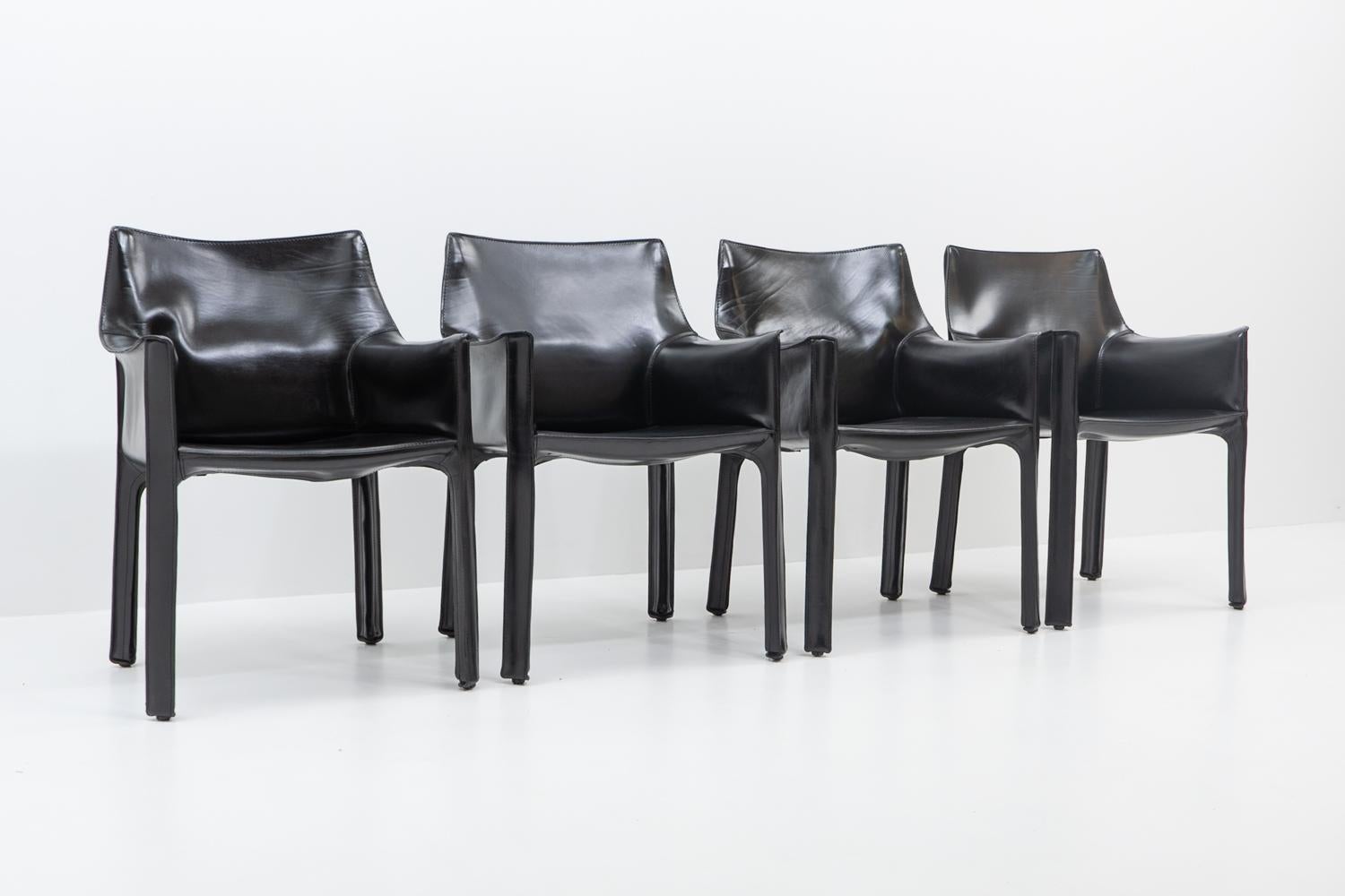 Late 20th Century Italian Design Mario Bellini for Cassina CAB 413, Set of 4, 1990s For Sale