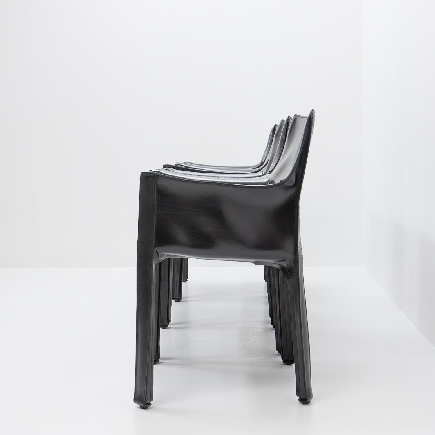 Metal Italian Design Mario Bellini for Cassina CAB 413, Set of 4, 1990s For Sale