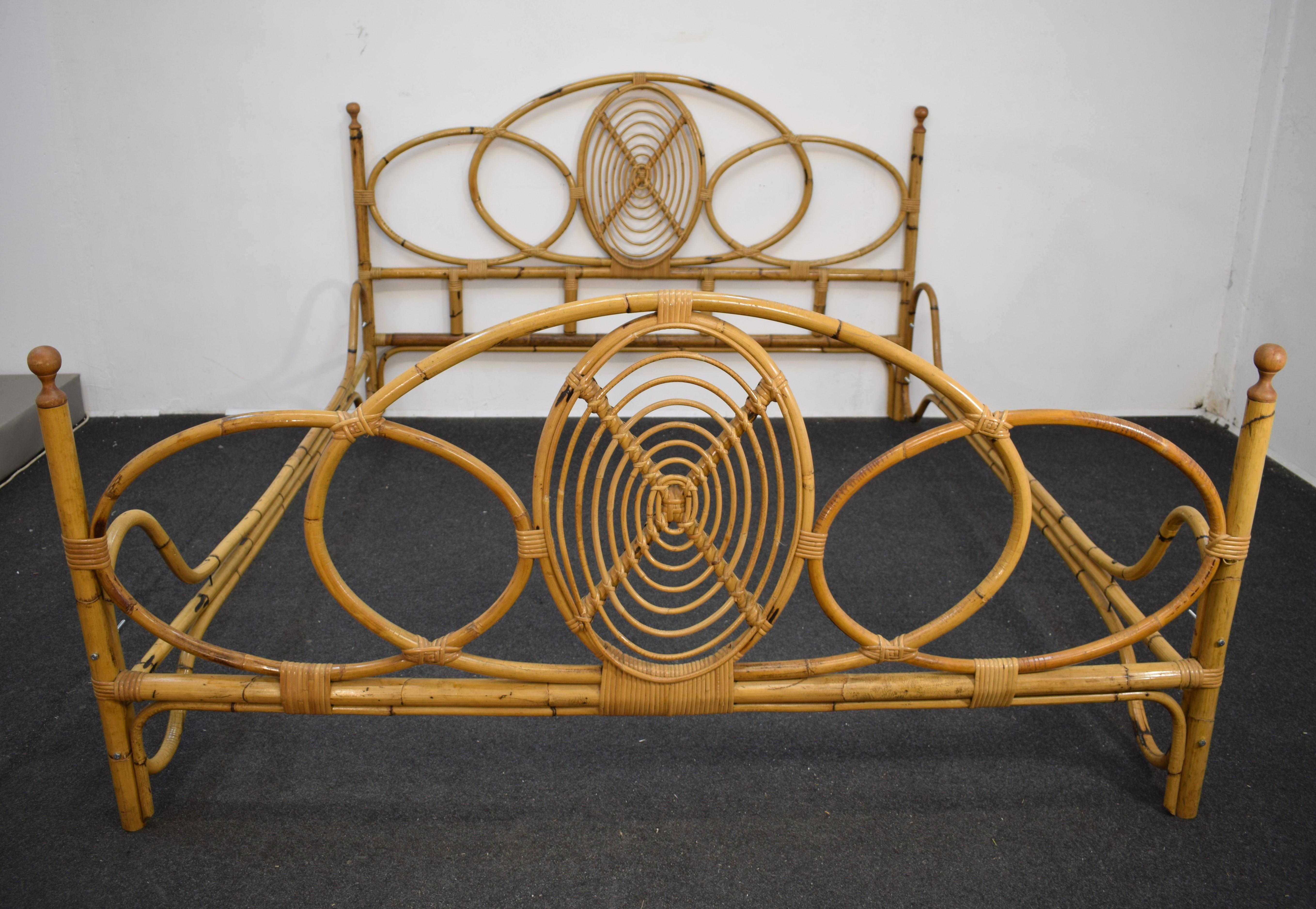 Italian Design Mid-Century Bamboo Bed, 1960s For Sale 1