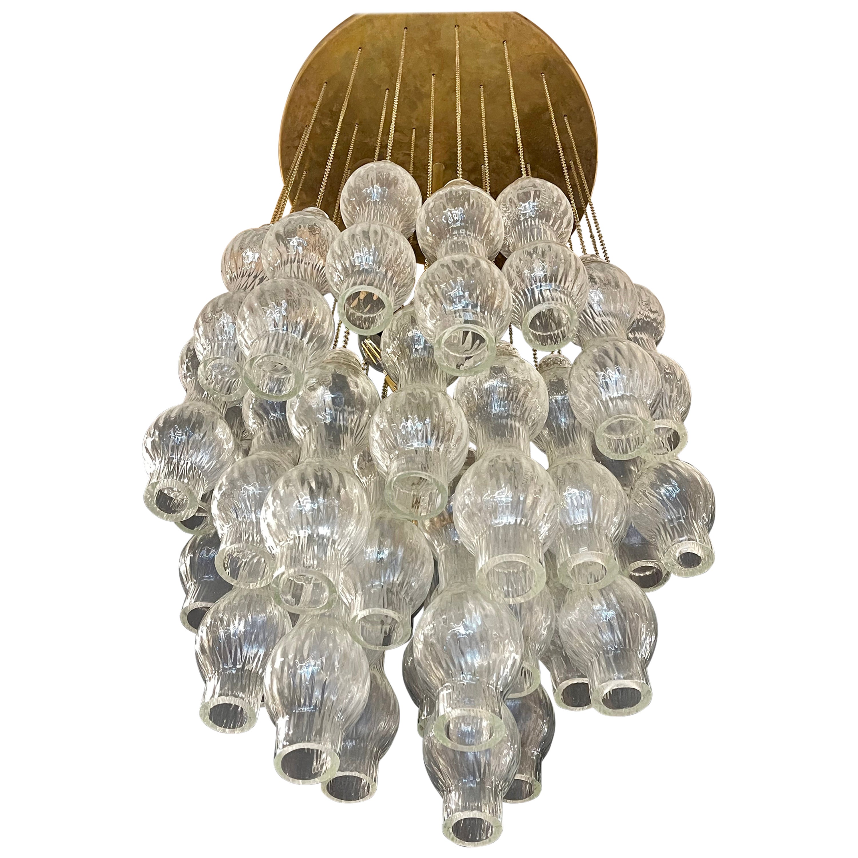 Design italiano, Mid-Century Modern, lampadario, vetro soffiato, metallo, Italia, anni '60