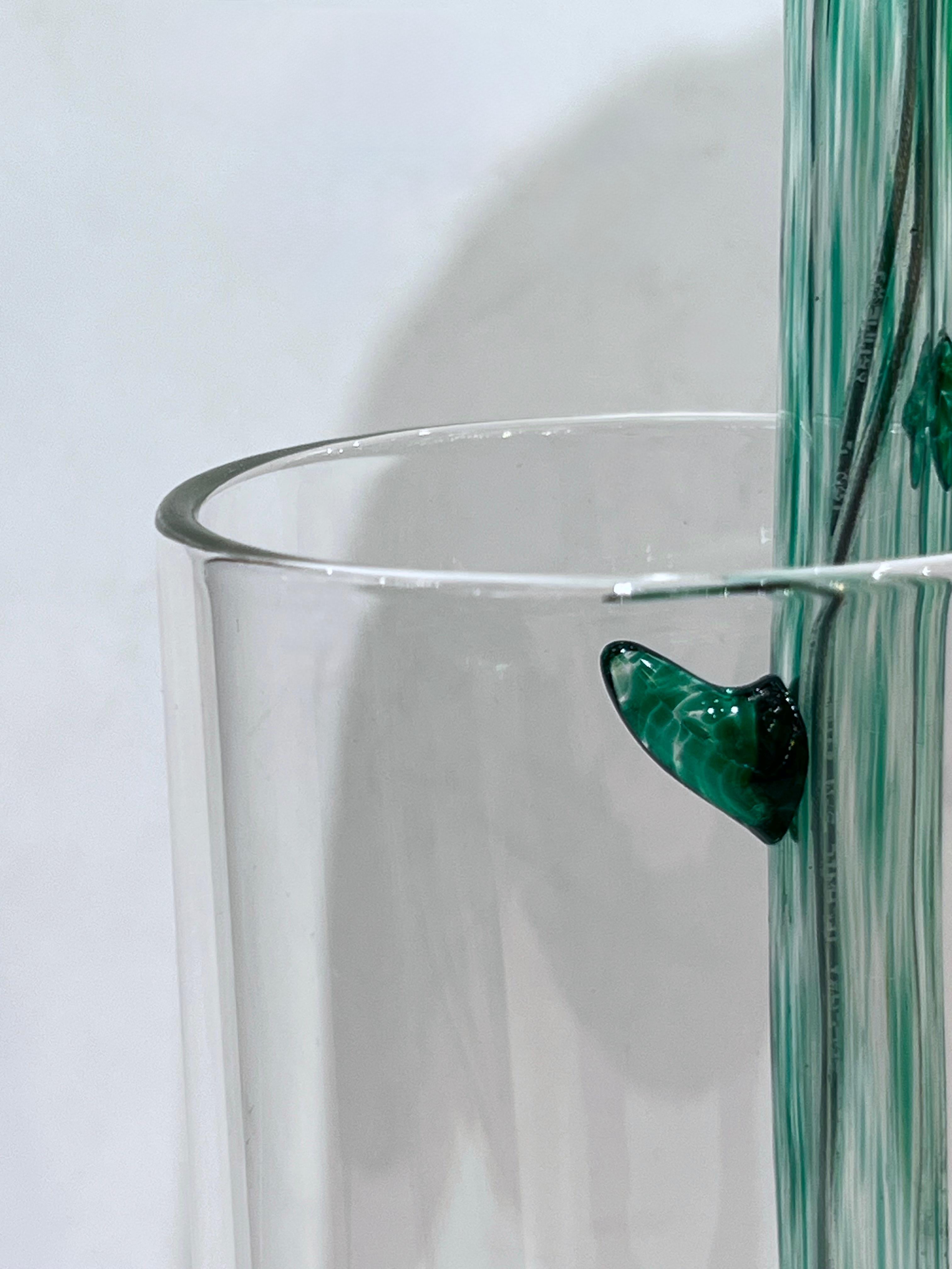 Lampe vase/table moderne italienne aigue-marine verte Art Glass Lit Flower en vente 6