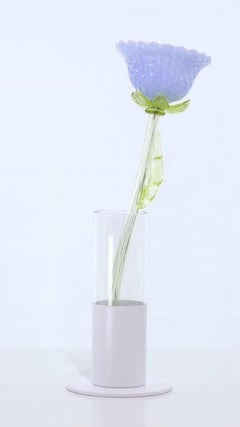 Vase/Lampe de table moderne italienne en verre bleu violet pervenche