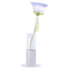 Vase/Lampe de table moderne italienne en verre bleu violet pervenche