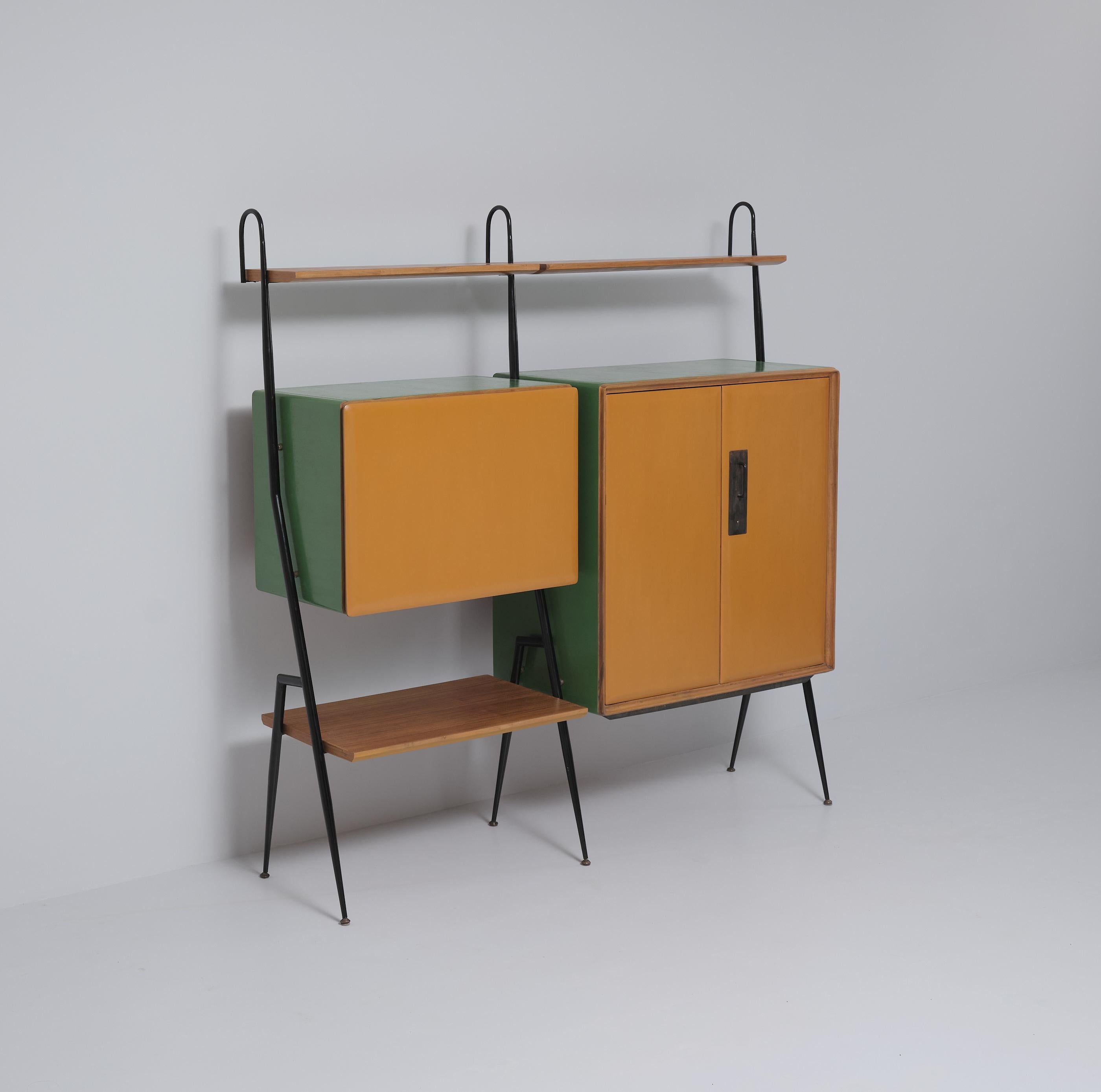 Italian Design Modular Bookcase by Silvio Cavatorta - Enhanced by RETRO4M For Sale 1