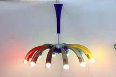 Italian Design Murano Chandelier with Coloured Glass, 1980s