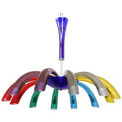 Italian Design Murano Chandelier with Coloured Glass, 1980s