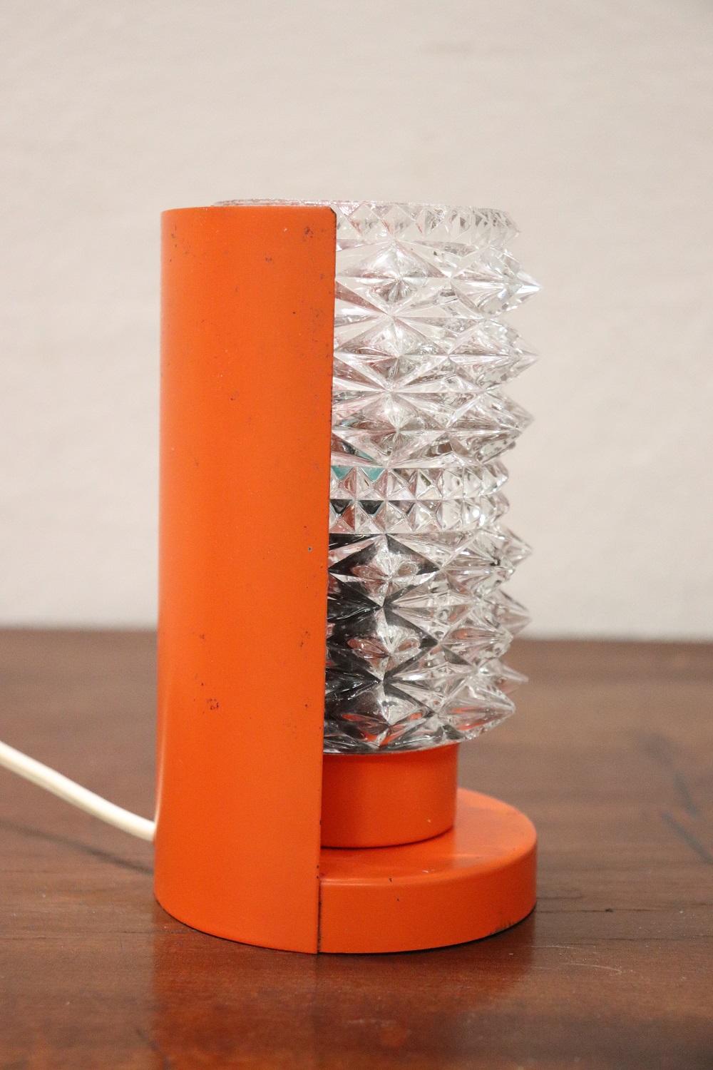 Italian Design Murano Glass and Orange Metal Table Lamp by Barovier, 1950s In Good Condition For Sale In Casale Monferrato, IT