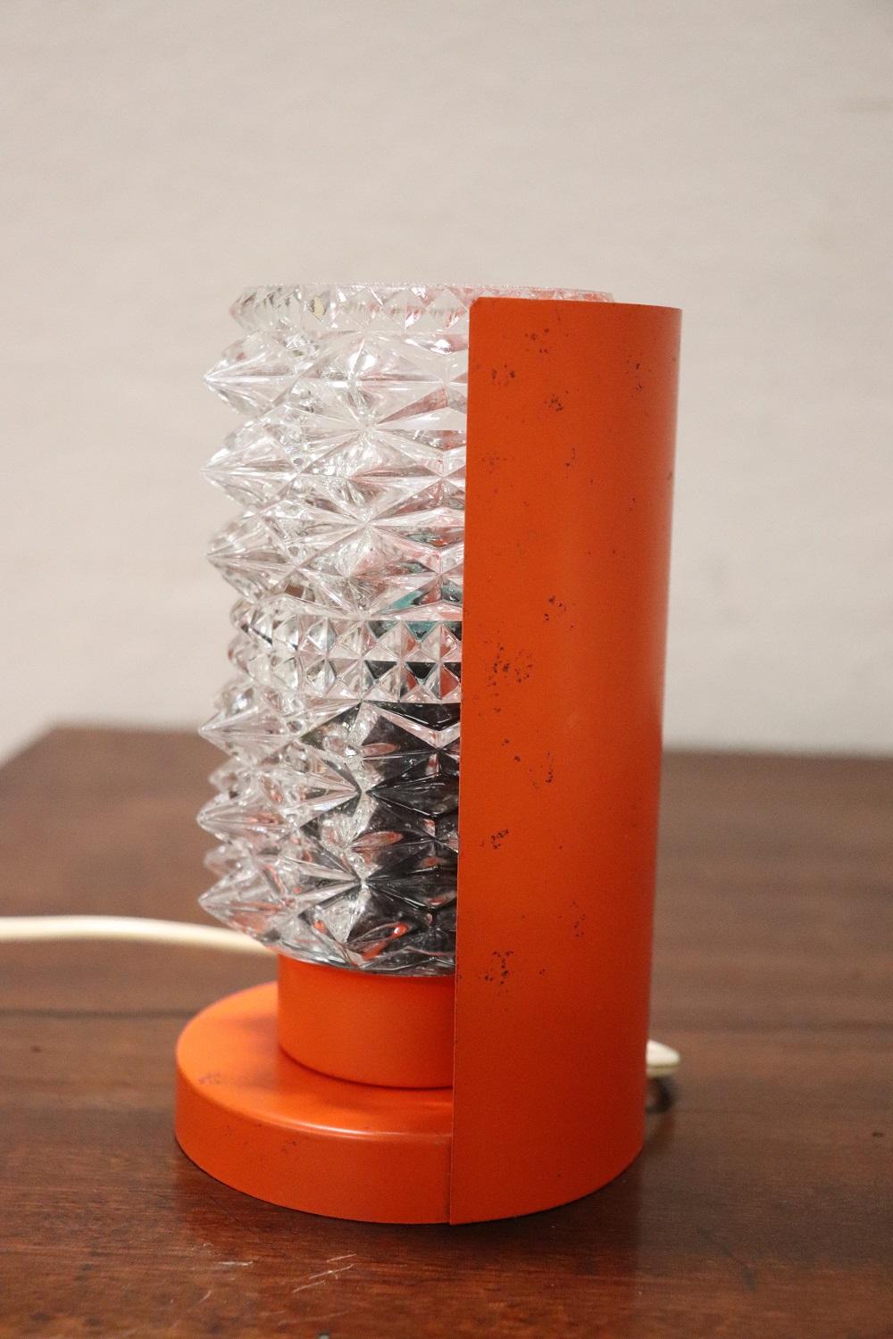 Art Glass Italian Design Murano Glass and Orange Metal Table Lamp by Barovier, 1950s For Sale