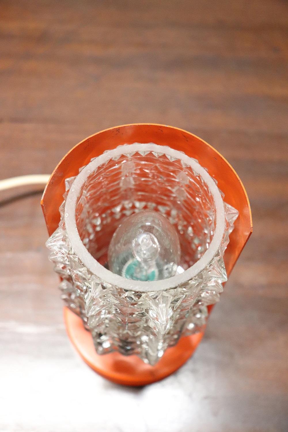 Italian Design Murano Glass and Orange Metal Table Lamp by Barovier, 1950s For Sale 2