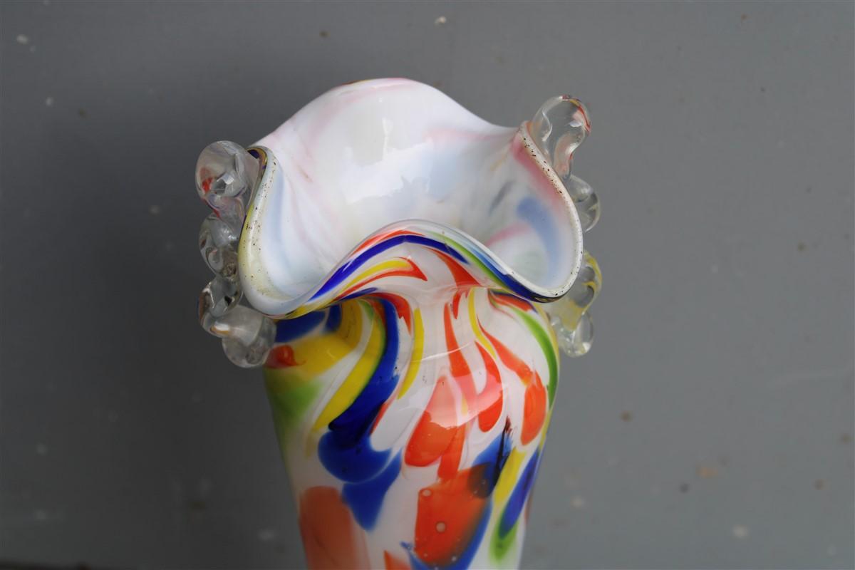 Mid-Century Modern Italian Design Murano Glass Vase Multicolor, 1950s Mid-Century