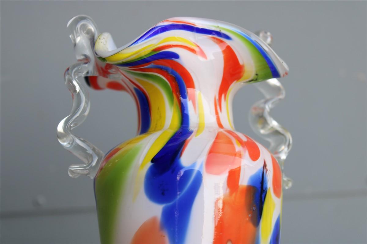 Mid-20th Century Italian Design Murano Glass Vase Multicolor, 1950s Mid-Century