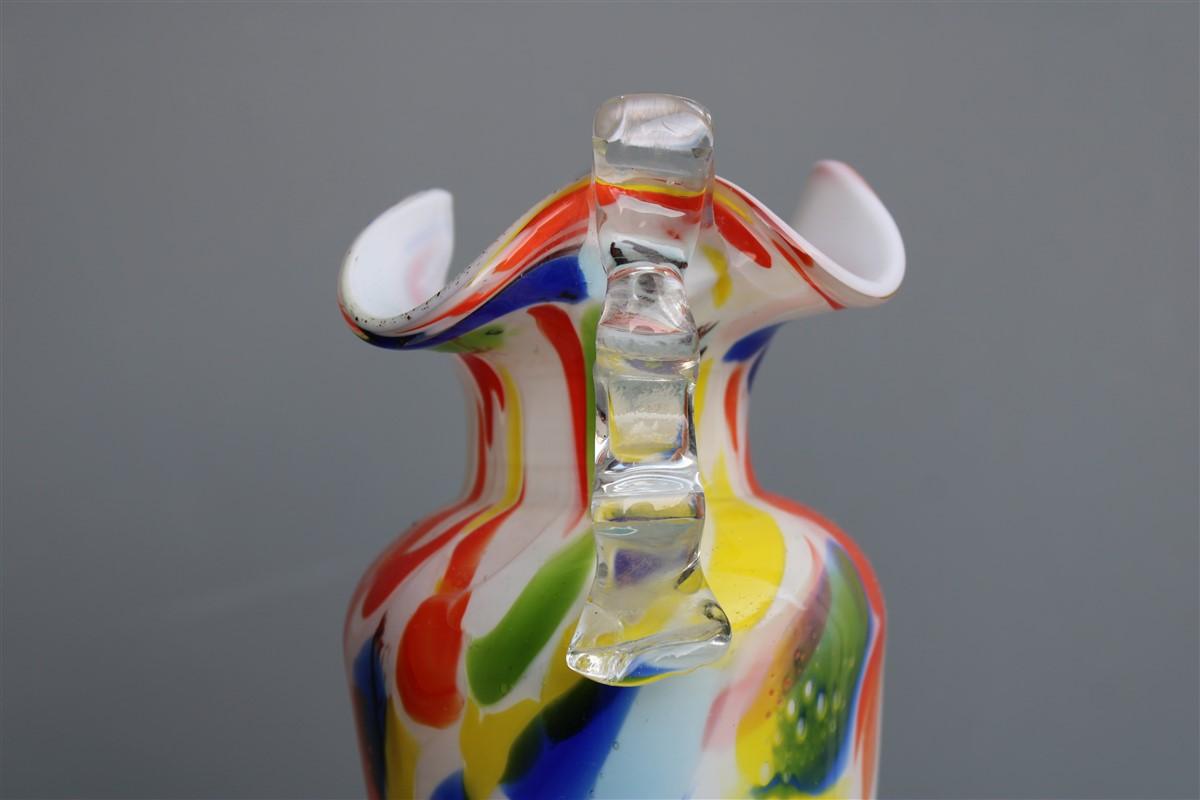 Italian Design Murano Glass Vase Multicolor, 1950s Mid-Century 4