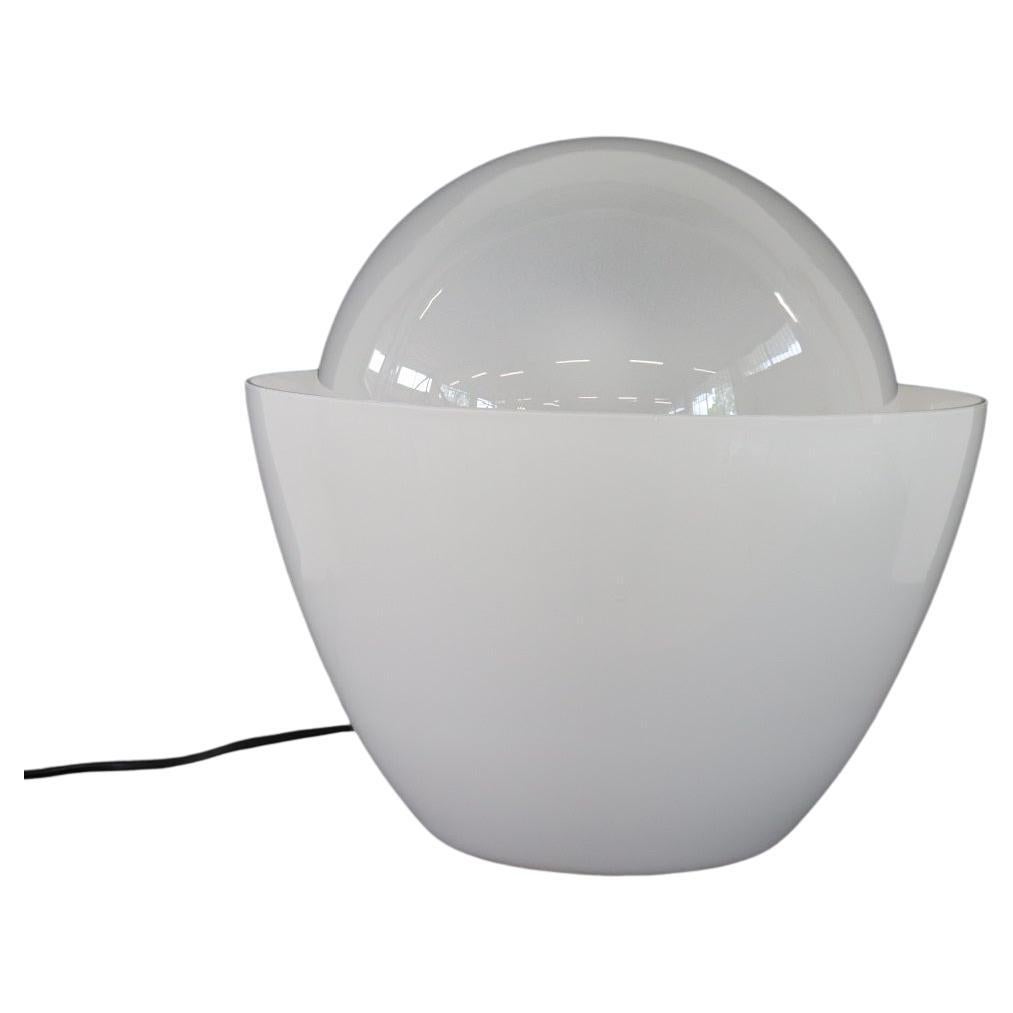 Lámpara de sobremesa grande de cristal blanco de Murano de diseño italiano, años 70