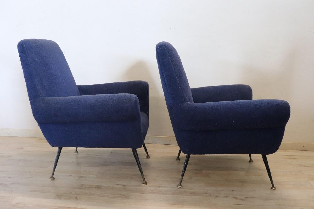 Italian Design Pair of Armchairs by Gigi Radice for Minotti, 1950s For Sale 4