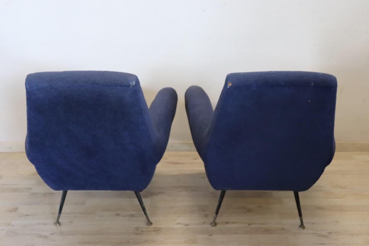 Paar Sessel im italienischen Design von Gigi Radice für Minotti, 1950er Jahre (Bouclé) im Angebot