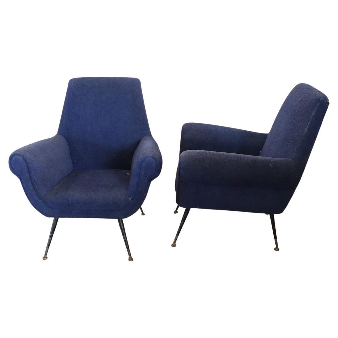 Italian Design Pair of Armchairs by Gigi Radice for Minotti, 1950s For Sale