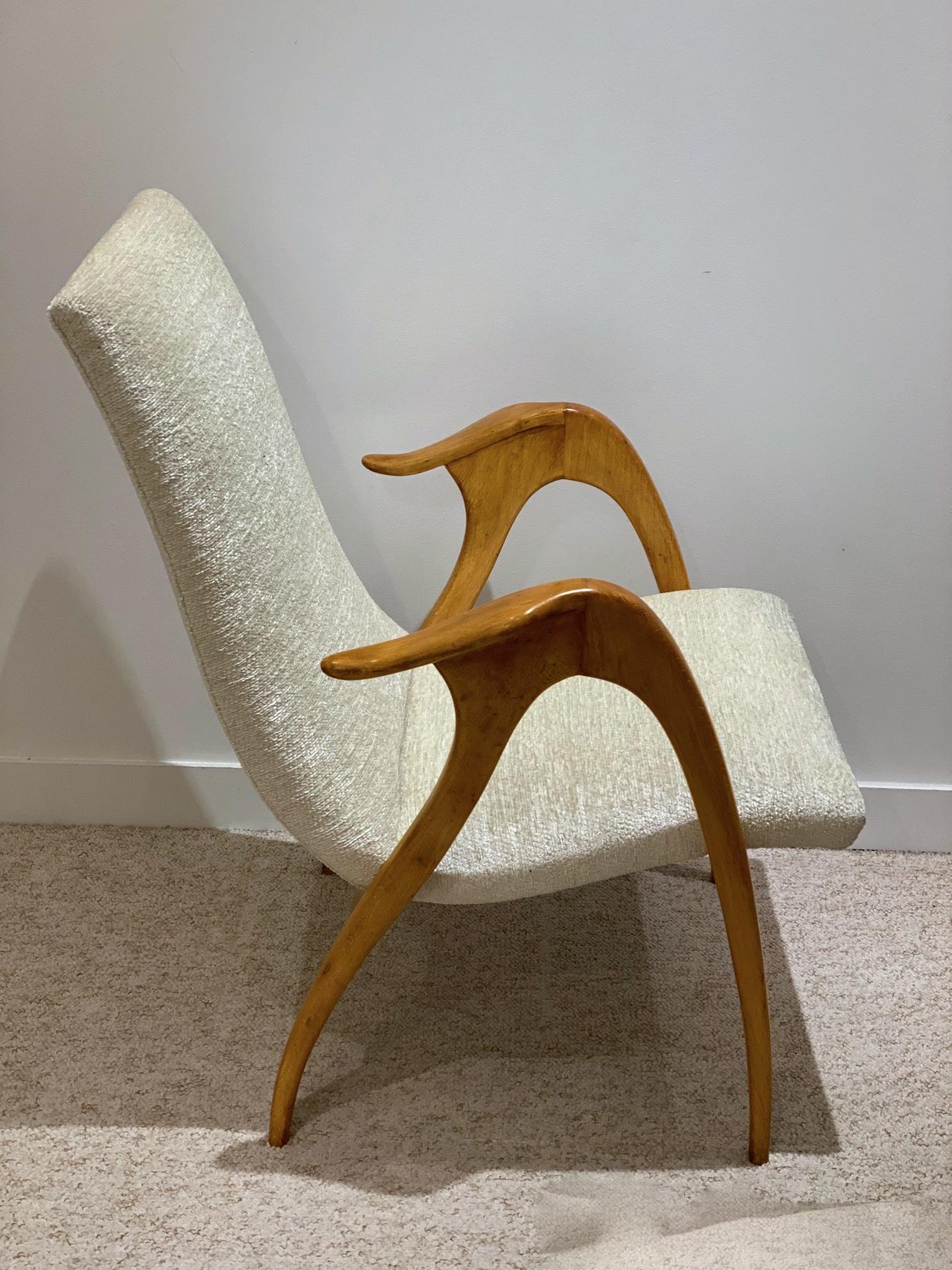 Italian Design Pair of Maple Wood Chairs by Malatesta and Masson, Italy, 1950s In Good Condition In Paris, FR