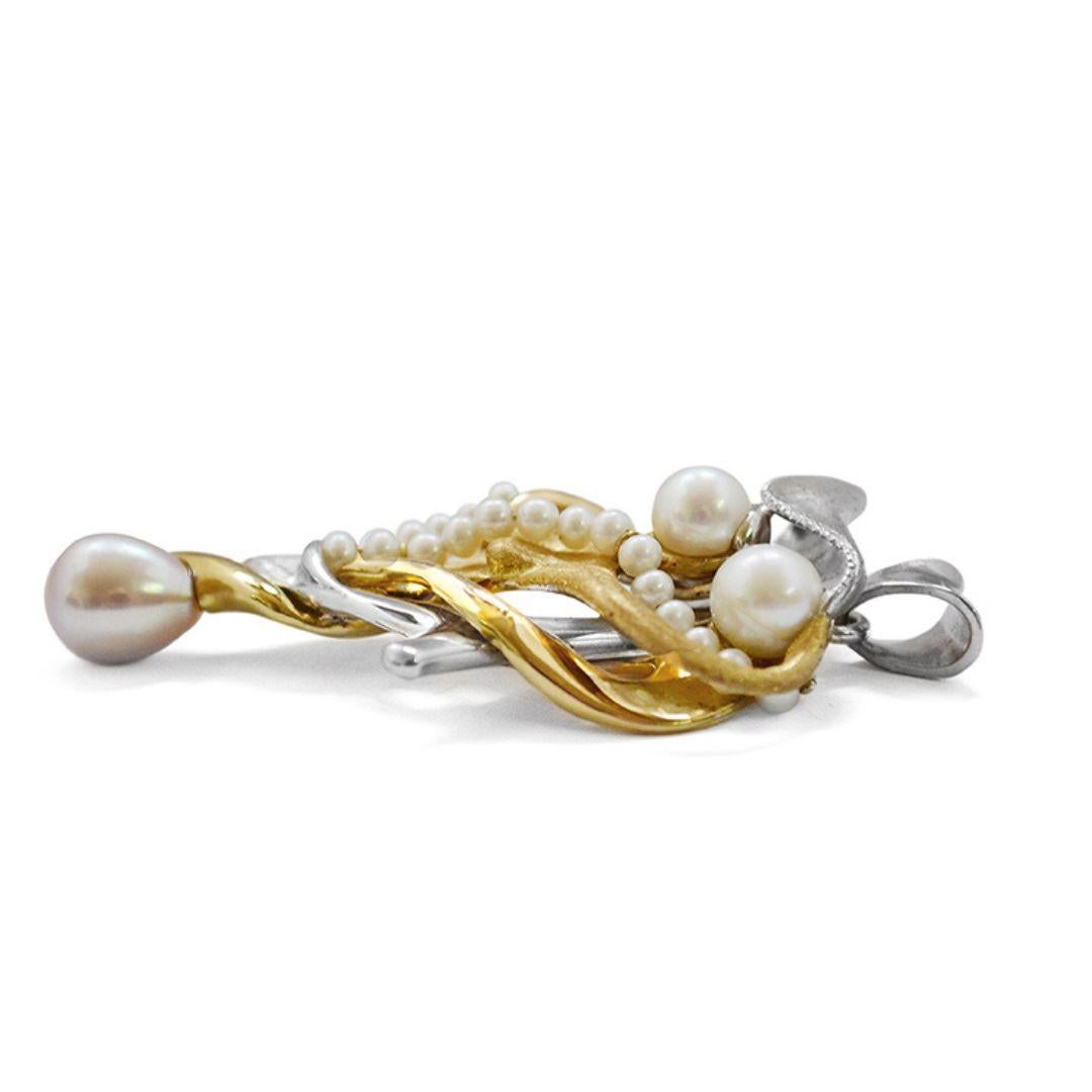 Artisan Italian Design Pearl Pendant in 18kt gold - 
