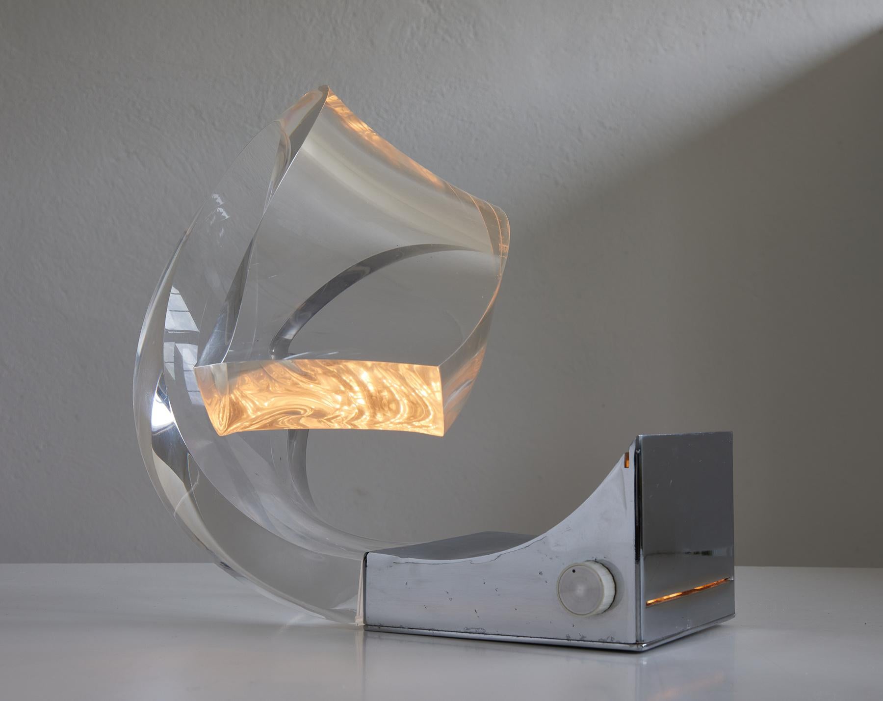 Italian design plexiglas table lamp by Gaetano Missaglia Italy 1968 1