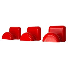 Crochets muraux rouges de Castiglioni pour Bilumen, lot de 3