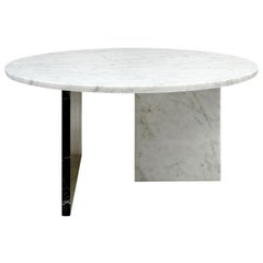 Italian Design Round Carrara and Red Marble Coffee Table