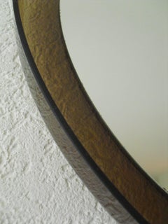 Italian Design round Plexiglass Guzzini Mirror 1970's.