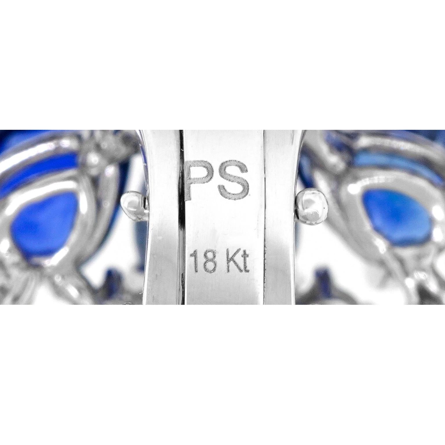 Italienische Design-Ohrringe mit Saphir und Diamant-Kronleuchter für Damen oder Herren im Angebot