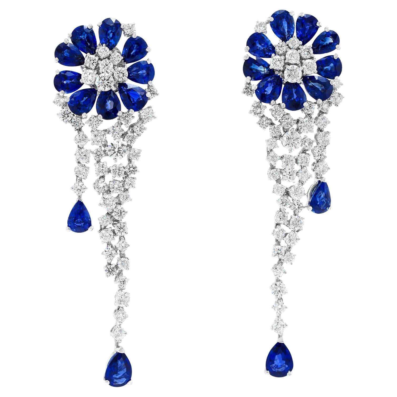Italian Design Sapphire and Diamond Chandelier Earrings