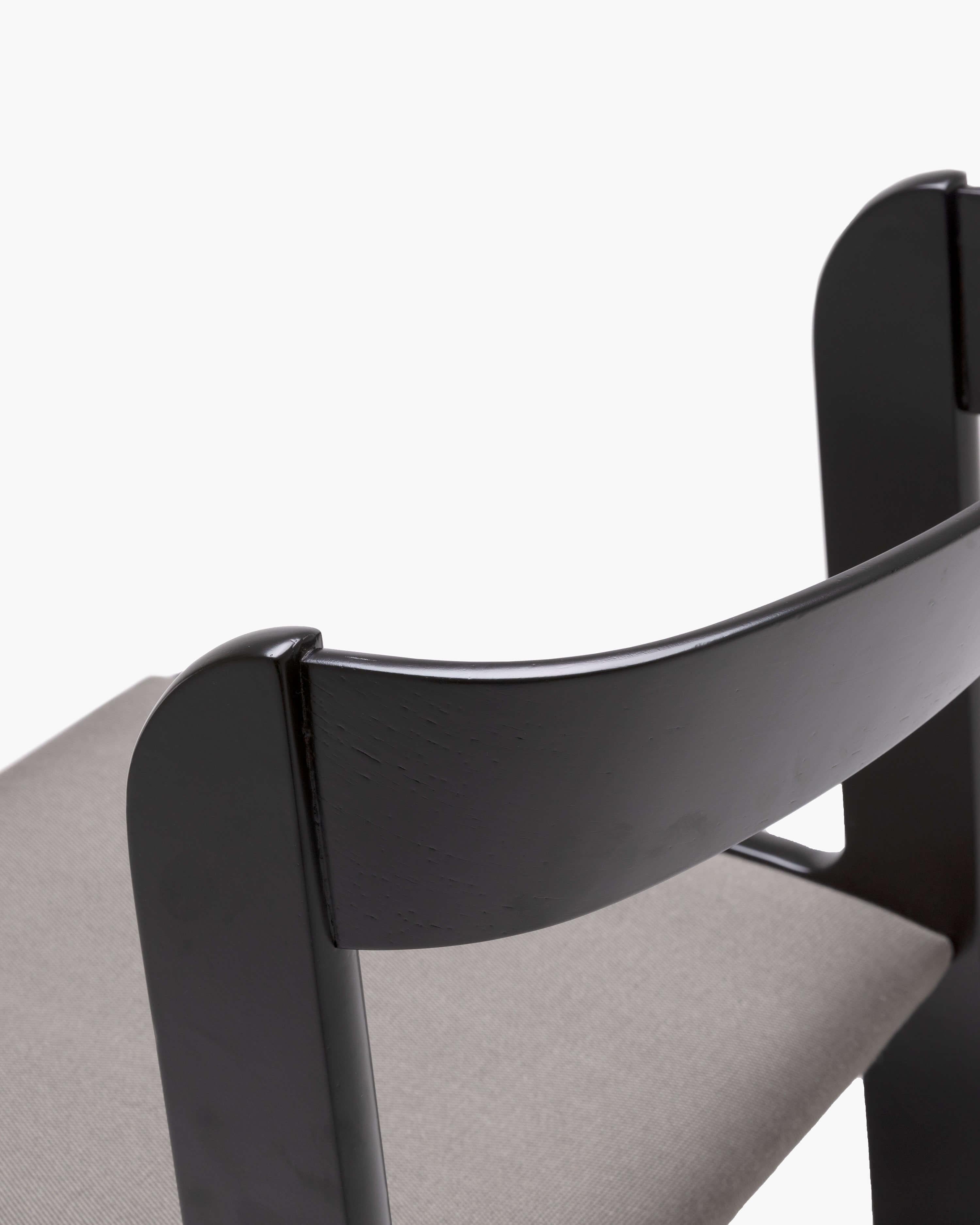 Italian Ten Dining Chairs for Mario Sabot: Black Lacquer, circa 1970 For Sale