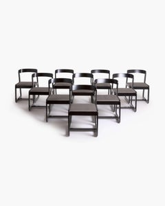 Ten Dining Chairs for Mario Sabot: Black Lacquer, circa 1970