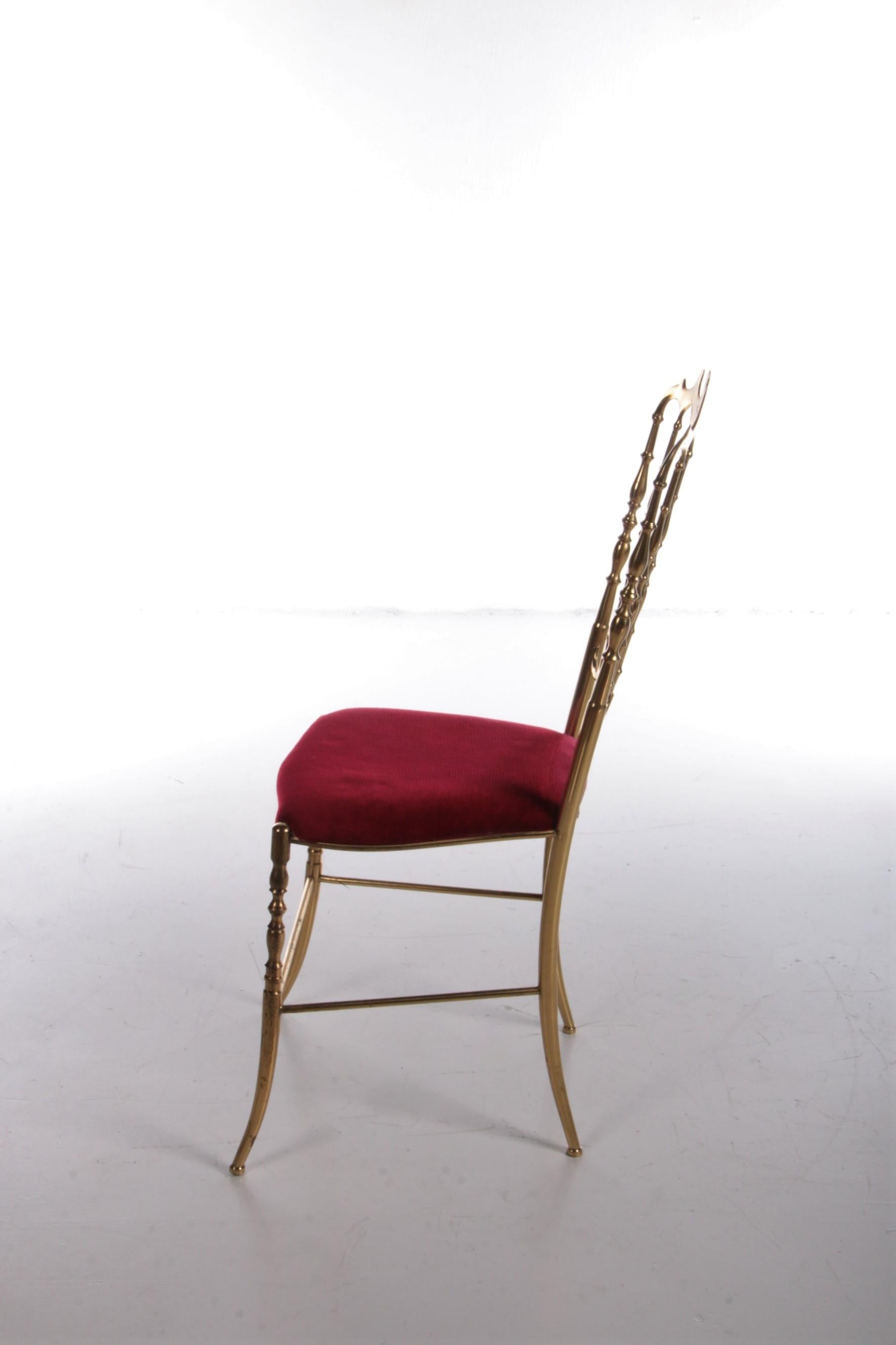 Italian Design Side Chair by Giuseppe Gaetano Descalzi for Chiavari, Italy 1950 In Good Condition For Sale In Oostrum-Venray, NL