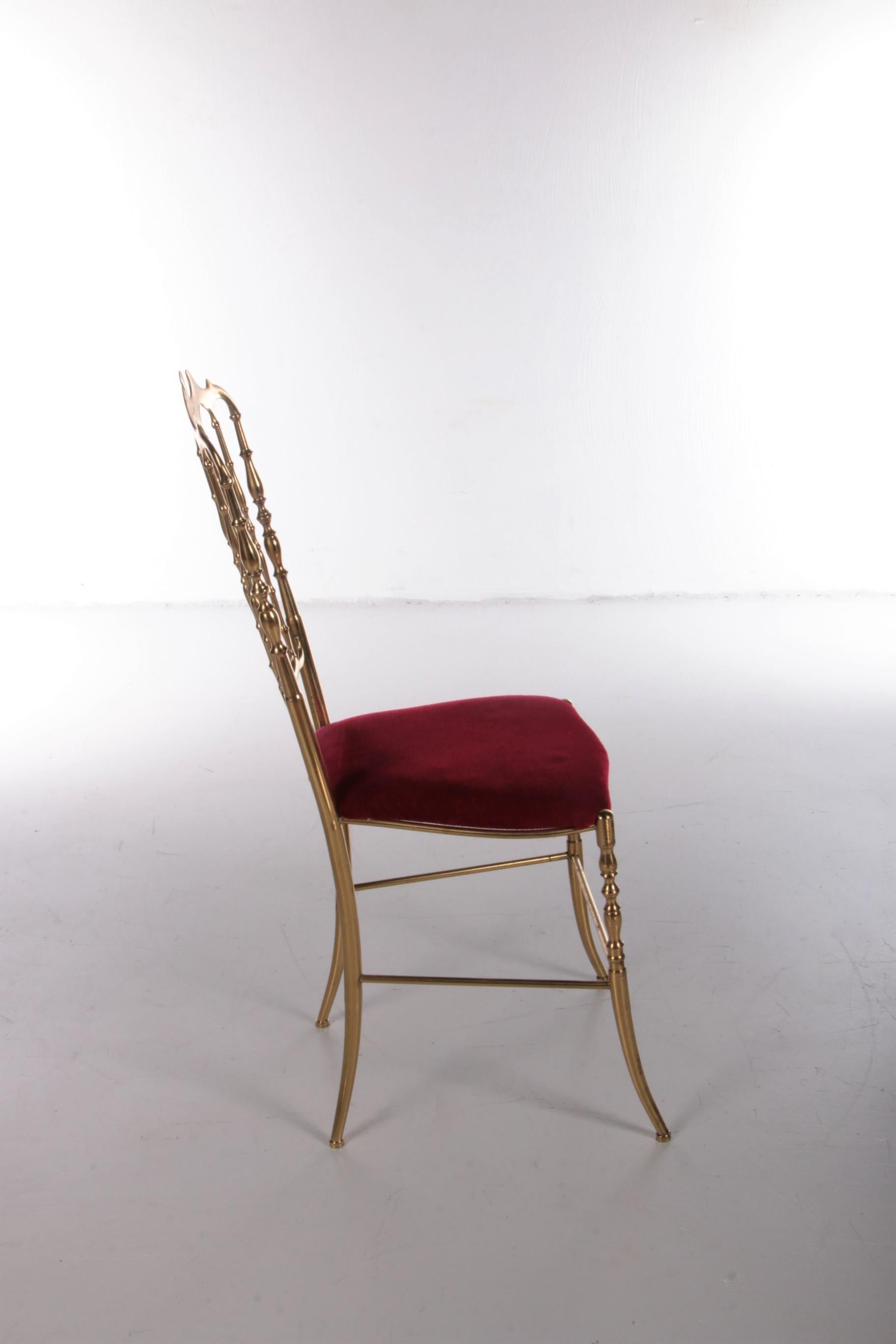Brass Italian Design Side Chair by Giuseppe Gaetano Descalzi for Chiavari, Italy 1950 For Sale
