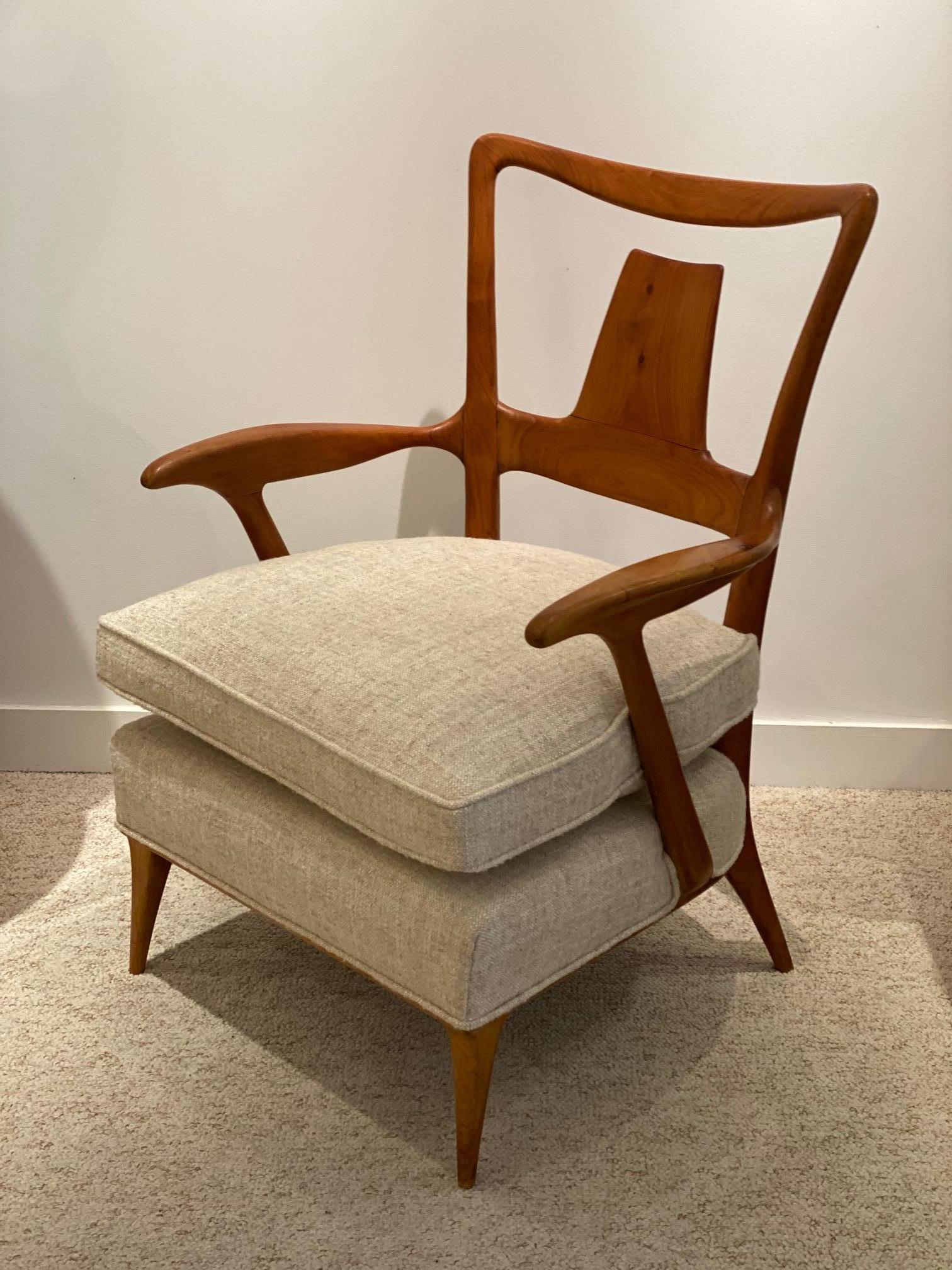 Modern Italian Design Single Wood Armchair, 1940s