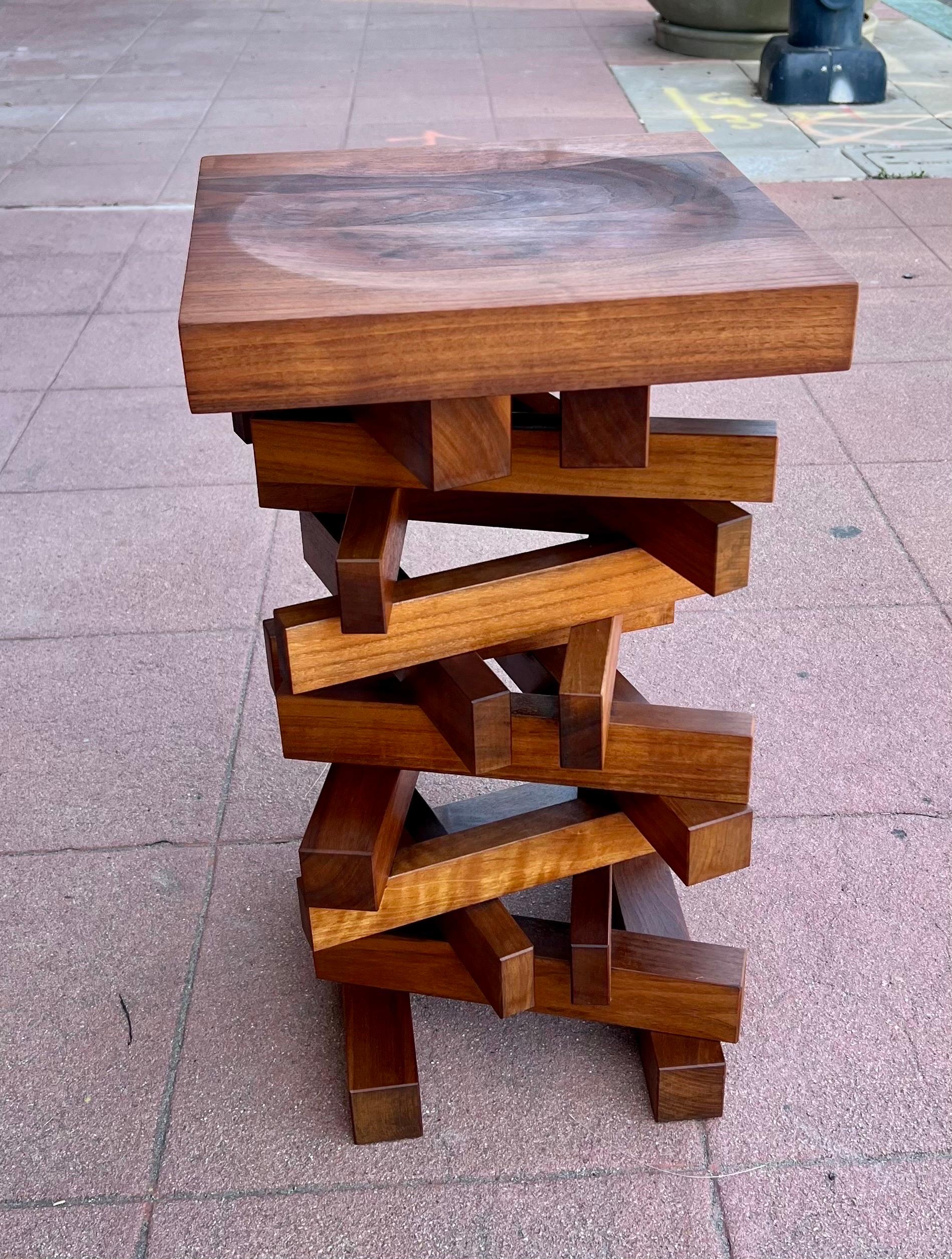 Italian Design Solid Walnut Falo Big Stool/Cocktail Table by Terry Dwan In Good Condition For Sale In San Diego, CA