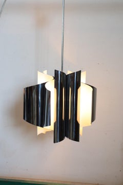 Italian Design Space Age Chandelier in Steel with 6 Light Bulbs , 1970s