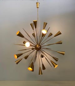 Italian Design Sputnik Chandelier 32 Arms, All Brass